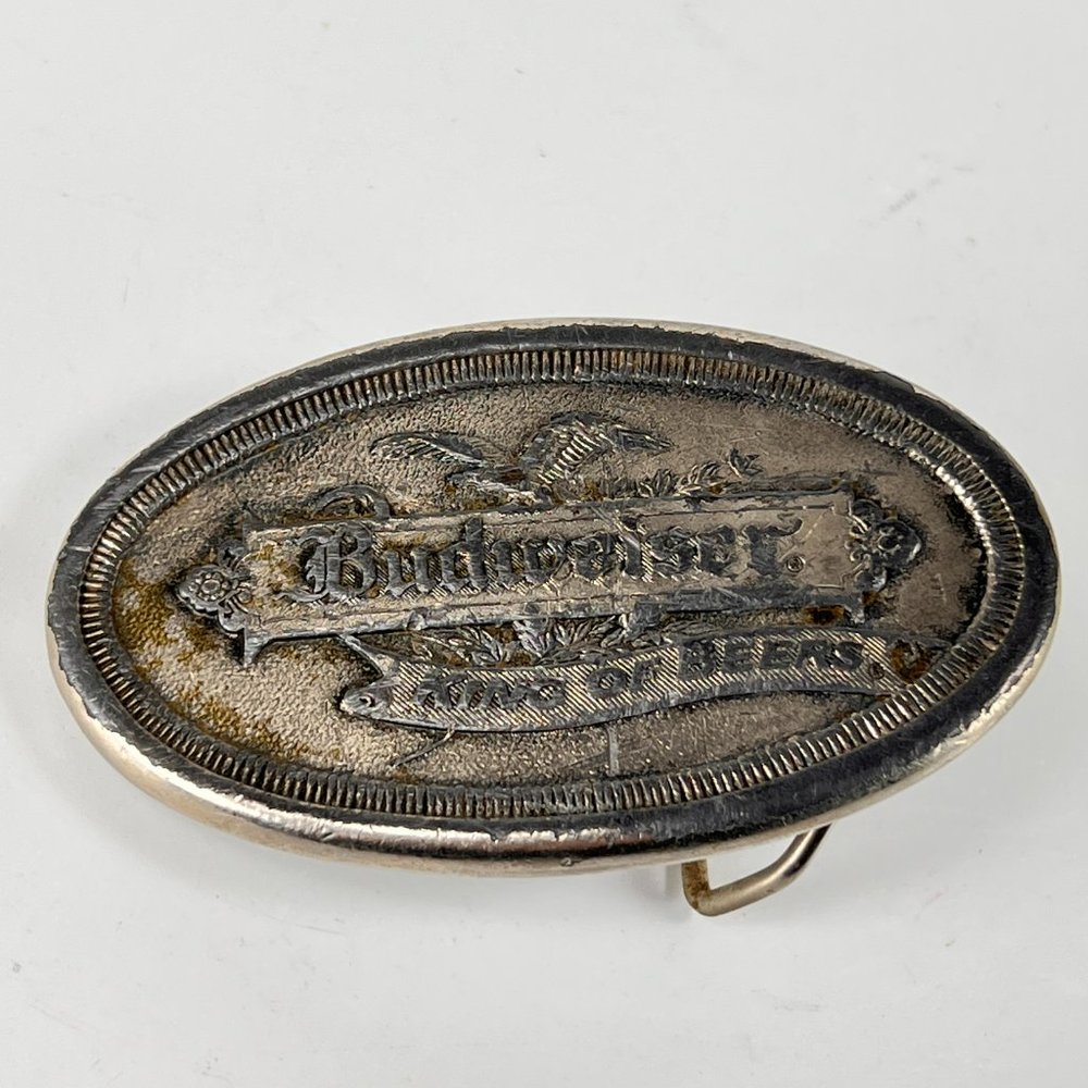 Vtg Budweiser King of Beers Belt Buckle 1977 Koleoco Dallas Anheuser Busch